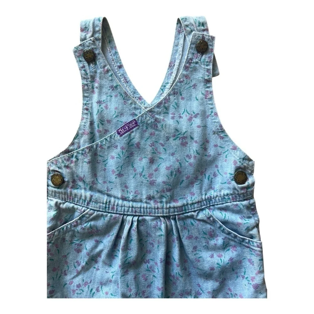 Vintage Osh Kosh Denim Lilac Overall Dress 2T